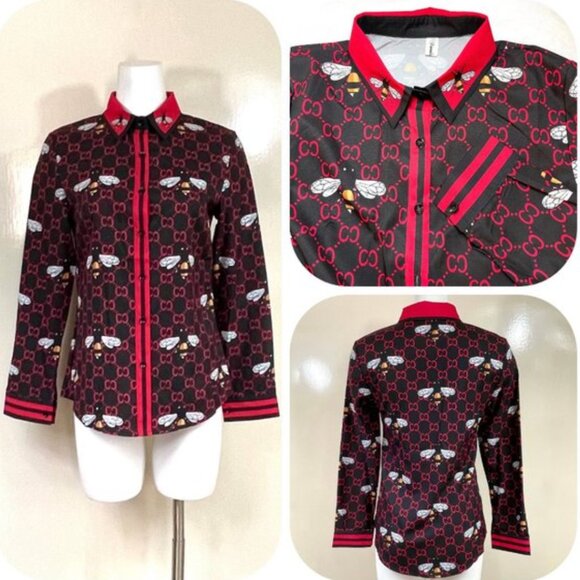 NWT GG Bee Button Down Shirt/Blouse/Top M - Picture 5 of 10